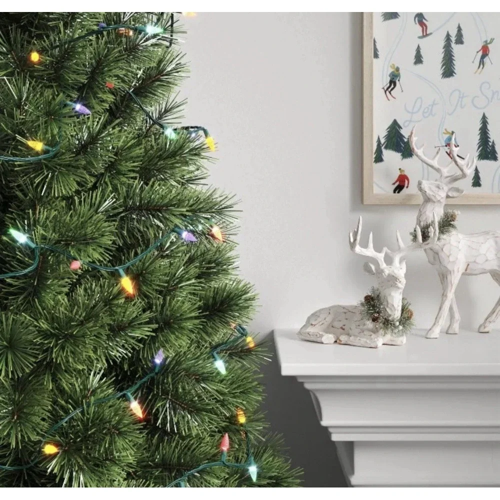 Wondershop 60 LED Faceted C6 Christmas String Lights/Twinkling/Multi-color - NEW